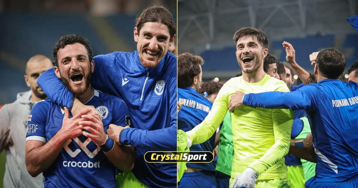 დინამო ბათუმის ფეხბურთელები გამარჯვებას აღნიშნავენ